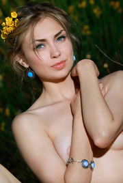 Slim Brunette Girl Tiara Nude In The Nature 08